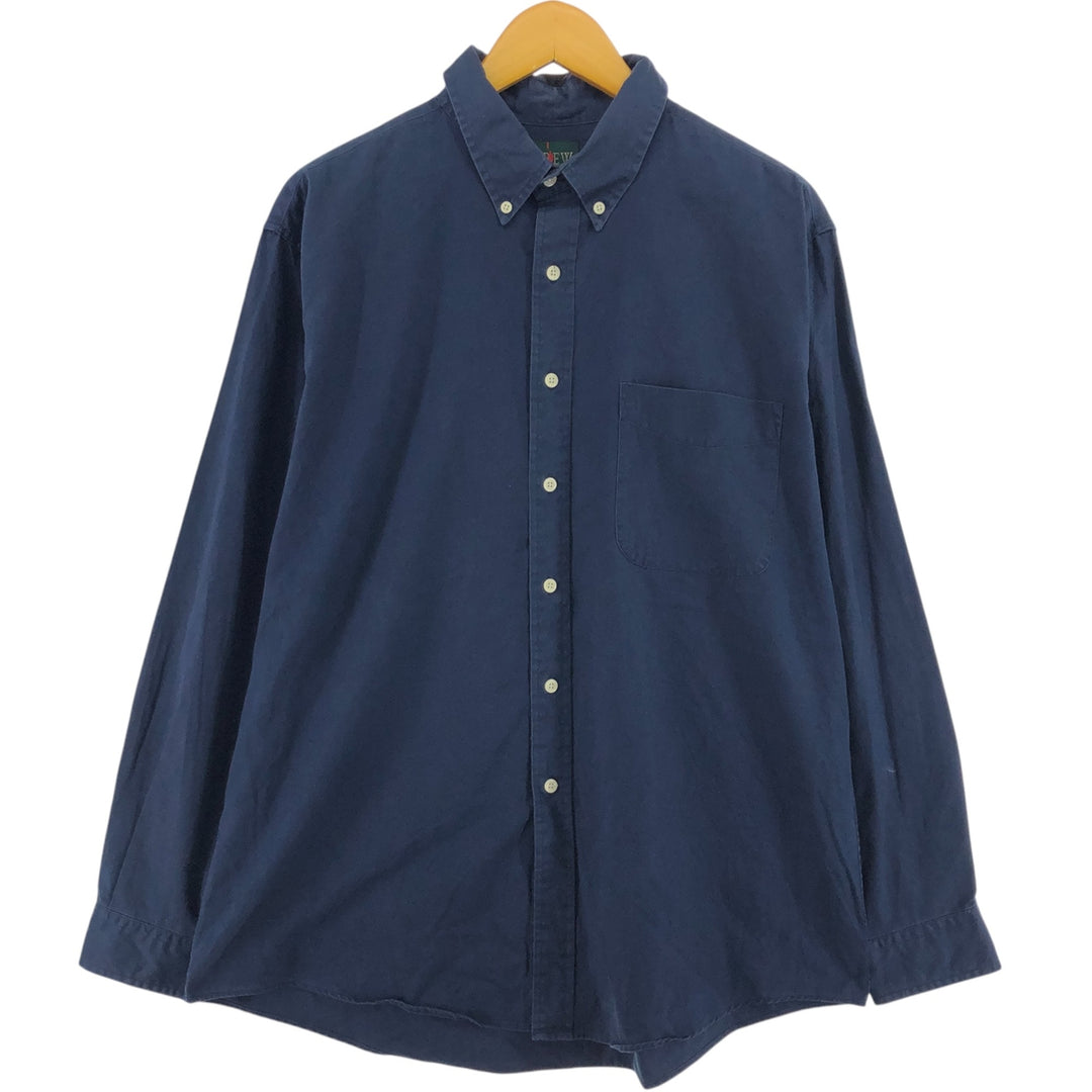 90'S J.Crew Vintage long sleeve button down shirt, size L for men cotton navy blue type Vintage Second Hand