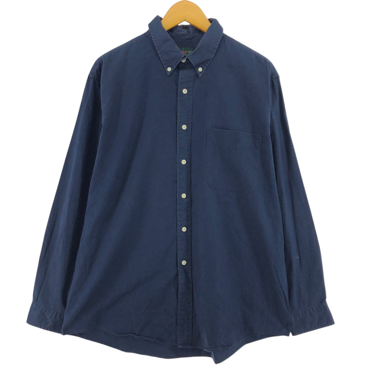 90'S J.Crew Vintage long sleeve button down shirt, size L for men cotton navy blue type Vintage Second Hand