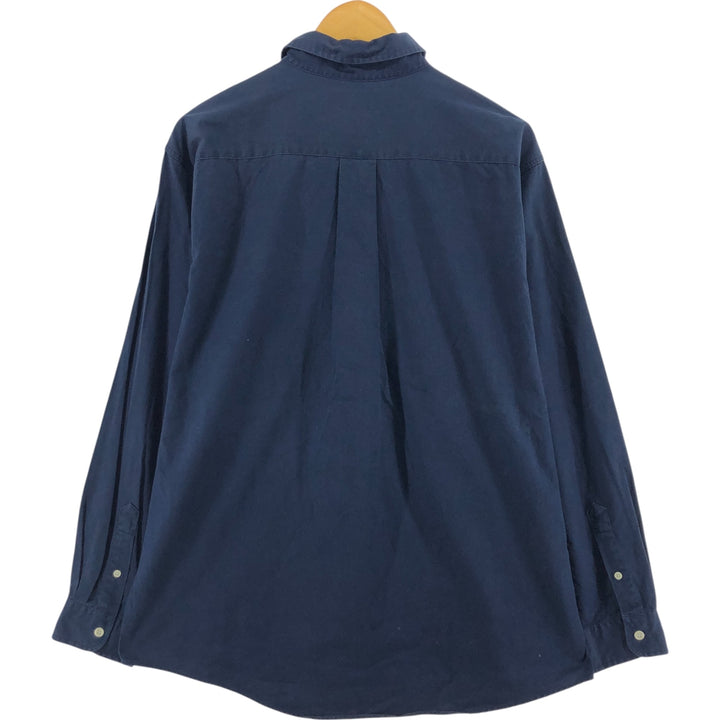 90'S J.Crew Vintage long sleeve button down shirt, size L for men cotton navy blue type Vintage Second Hand
