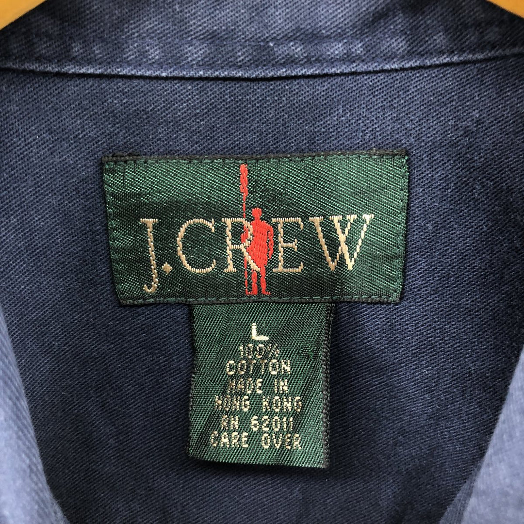 90'S J.Crew Vintage long sleeve button down shirt, size L for men cotton navy blue type Vintage Second Hand