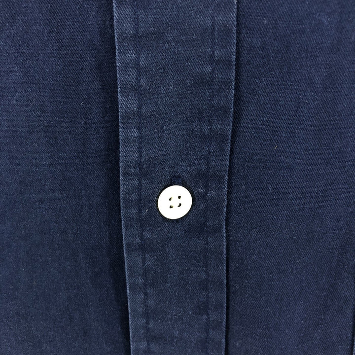 90'S J.Crew Vintage long sleeve button down shirt, size L for men cotton navy blue type Vintage Second Hand