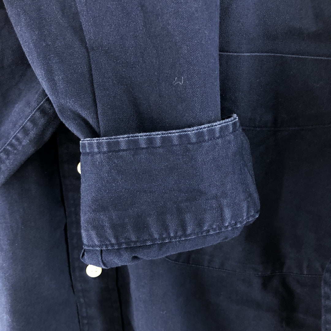 90'S J.Crew Vintage long sleeve button down shirt, size L for men cotton navy blue type Vintage Second Hand