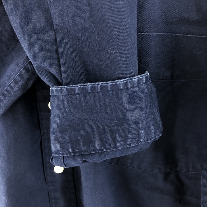 90'S J.Crew Vintage long sleeve button down shirt, size L for men cotton navy blue type Vintage Second Hand