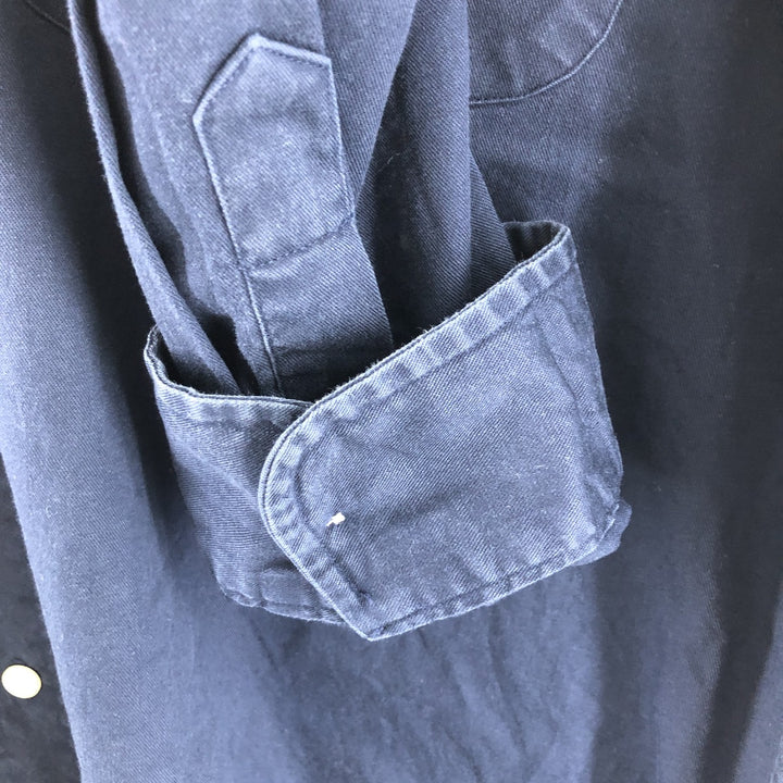 90'S J.Crew Vintage long sleeve button down shirt, size L for men cotton navy blue type Vintage Second Hand