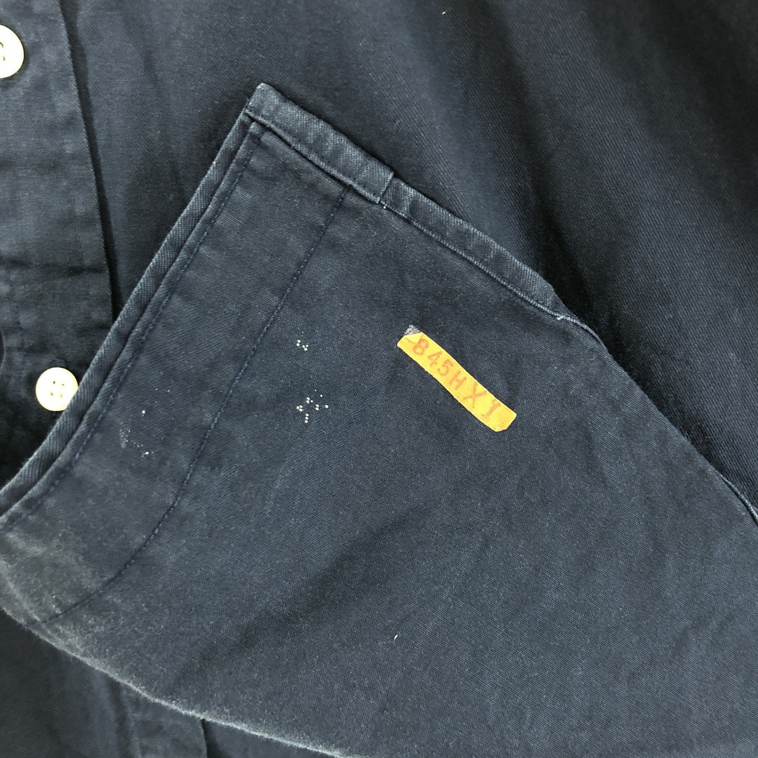 90'S J.Crew Vintage long sleeve button down shirt, size L for men cotton navy blue type Vintage Second Hand