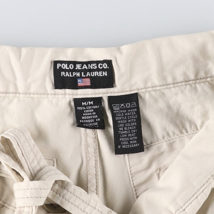 00'S Ralph Lauren POLO JEANS COMPANY Military Cargo Pants Men's M cotton ivory Vintage Second Hand