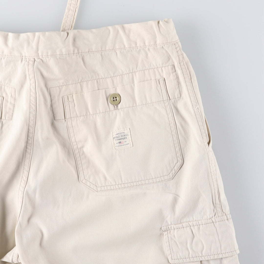 00'S Ralph Lauren POLO JEANS COMPANY Military Cargo Pants Men's M cotton ivory Vintage Second Hand