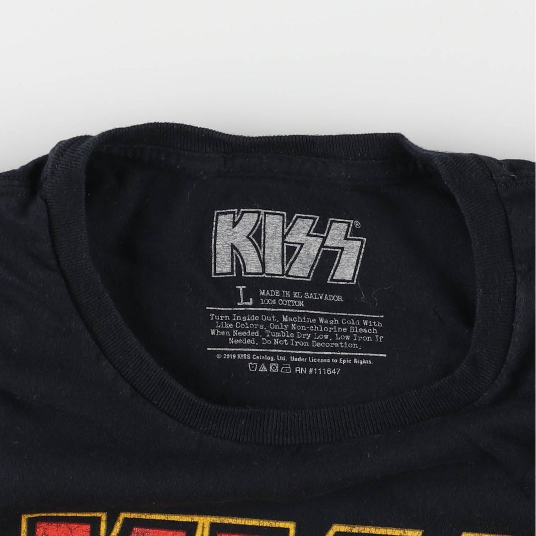 KISS Print Band T-Shirt, Band T, Men's Size L cotton black type Vintage Second Hand