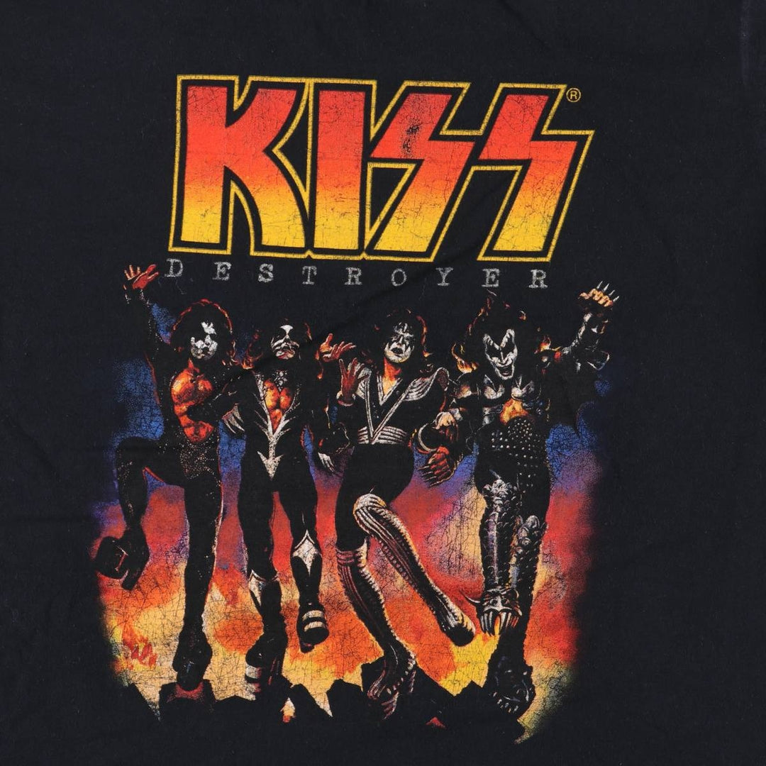 KISS Print Band T-Shirt, Band T, Men's Size L cotton black type Vintage Second Hand