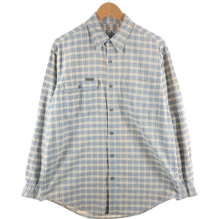 Calvin Klein Long Sleeve Cotton Check Shirt Men's M Size / eaa522396