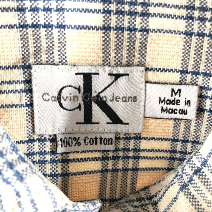 Calvin Klein Long Sleeve Cotton Check Shirt Men's M Size / eaa522396