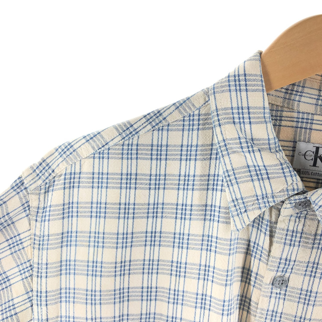 Calvin Klein Long Sleeve Cotton Check Shirt Men's M Size / eaa522396