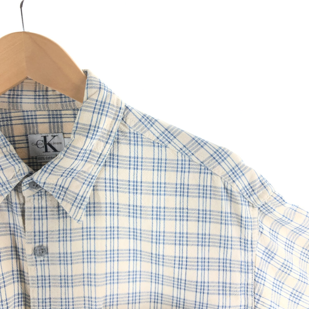 Calvin Klein Long Sleeve Cotton Check Shirt Men's M Size / eaa522396