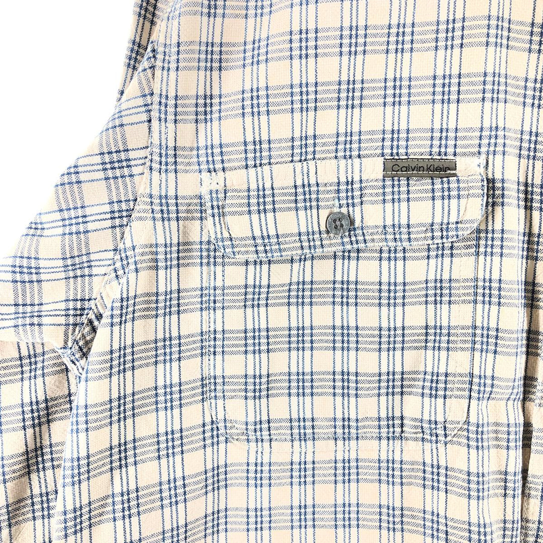 Calvin Klein Long Sleeve Cotton Check Shirt Men's M Size / eaa522396