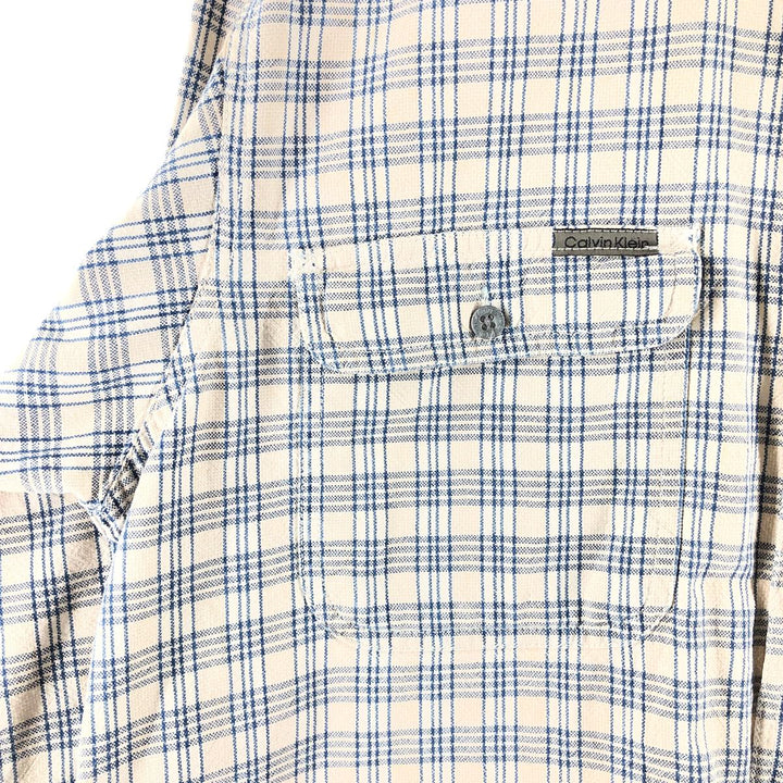 Calvin Klein Long Sleeve Cotton Check Shirt Men's M Size / eaa522396