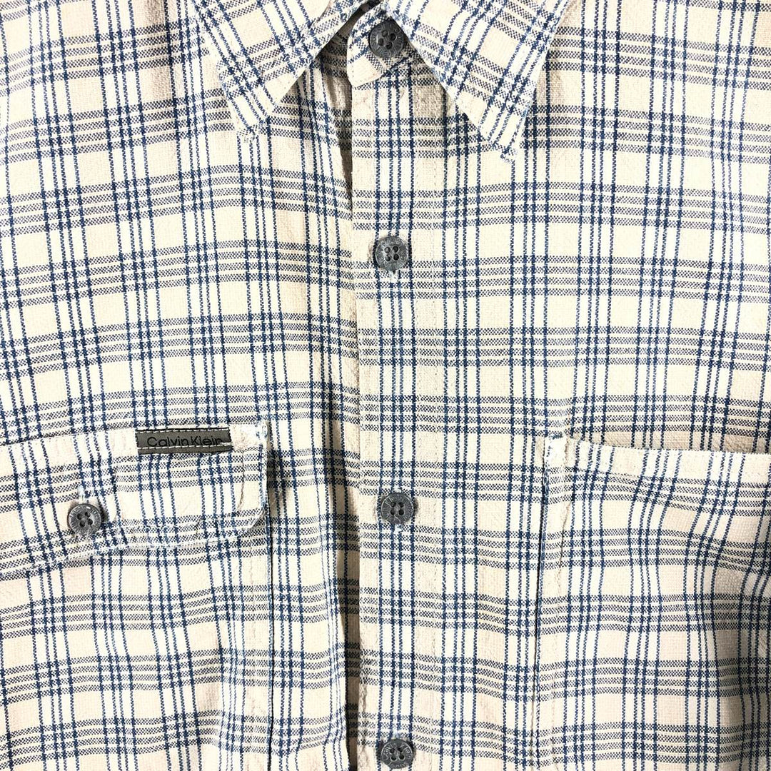 Calvin Klein Long Sleeve Cotton Check Shirt Men's M Size / eaa522396