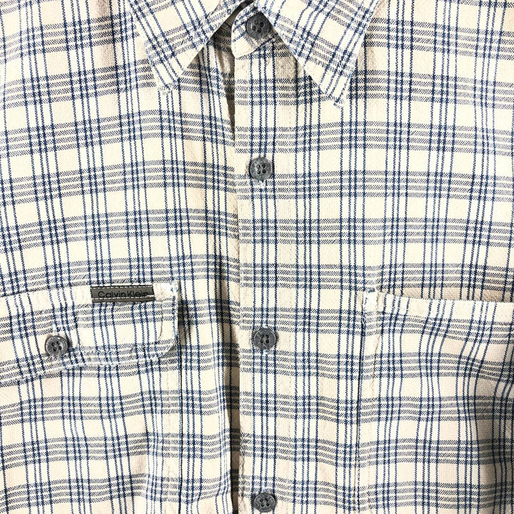 Calvin Klein Long Sleeve Cotton Check Shirt Men's M Size / eaa522396