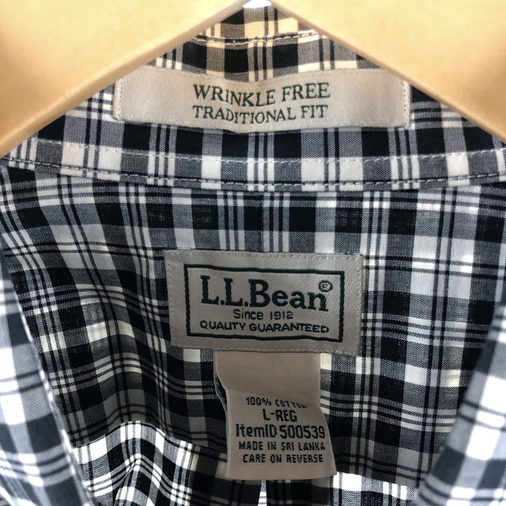 90s-00'S Vintage LLBean Long Sleeve Button-Down Check Shirt, Men's Size L cotton white type Vintage Second Hand