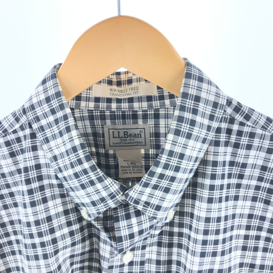 90s-00'S Vintage LLBean Long Sleeve Button-Down Check Shirt, Men's Size L cotton white type Vintage Second Hand
