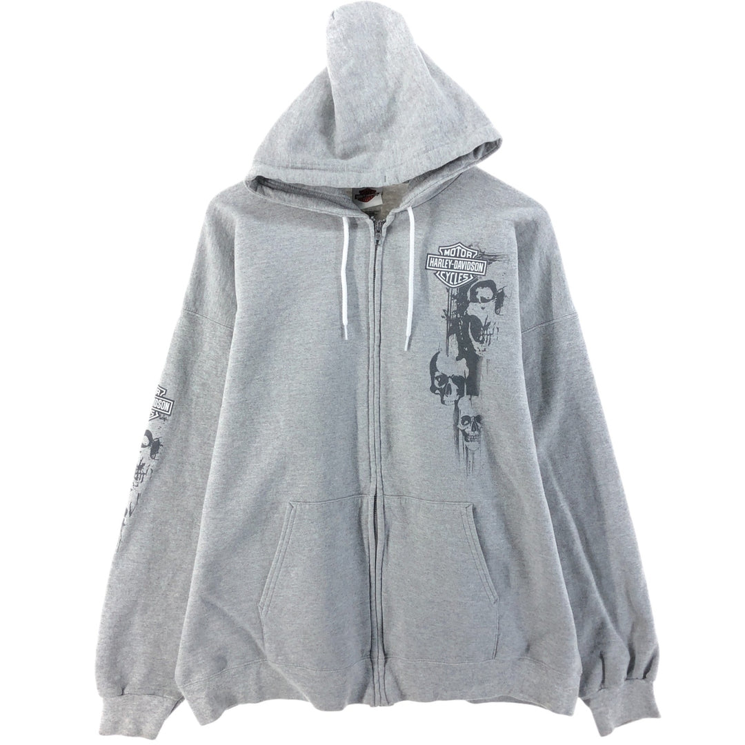 Harley-Davidson Skull Pattern Back Print Sweat Full Zip Hoodie Men's XL / eaa522407