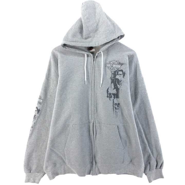 Harley-Davidson Skull Pattern Back Print Sweat Full Zip Hoodie Men's XL / eaa522407