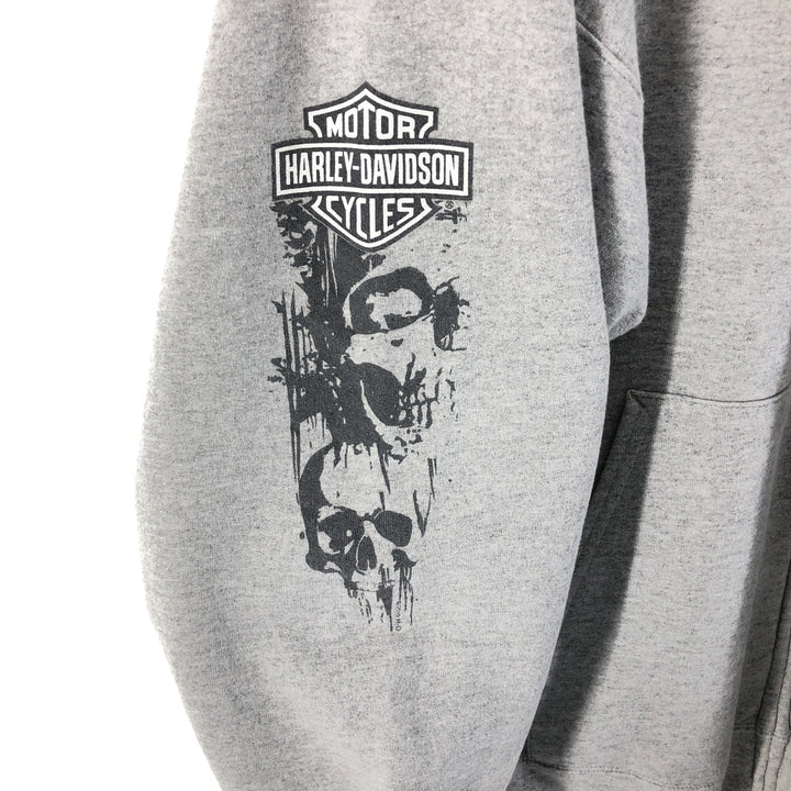 Harley-Davidson Skull Pattern Back Print Sweat Full Zip Hoodie Men's XL / eaa522407
