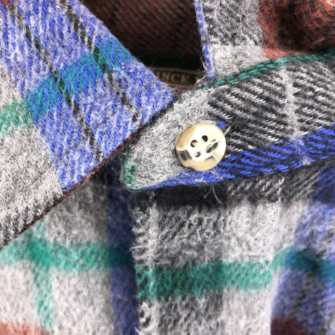 90'S Five Brother TALLMAN long-sleeved flannel check shirt, Made in USA, Men's size L, Vintage cotton gray type Vintage Second Hand