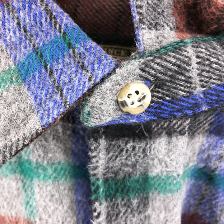 90'S Five Brother TALLMAN long-sleeved flannel check shirt, Made in USA, Men's size L, Vintage cotton gray type Vintage Second Hand