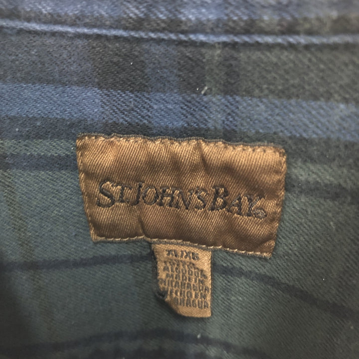 St. John's Bay Men's XL Long Sleeve Button-Down Light Flannel Check Shirt cotton navy blue type Vintage Second Hand