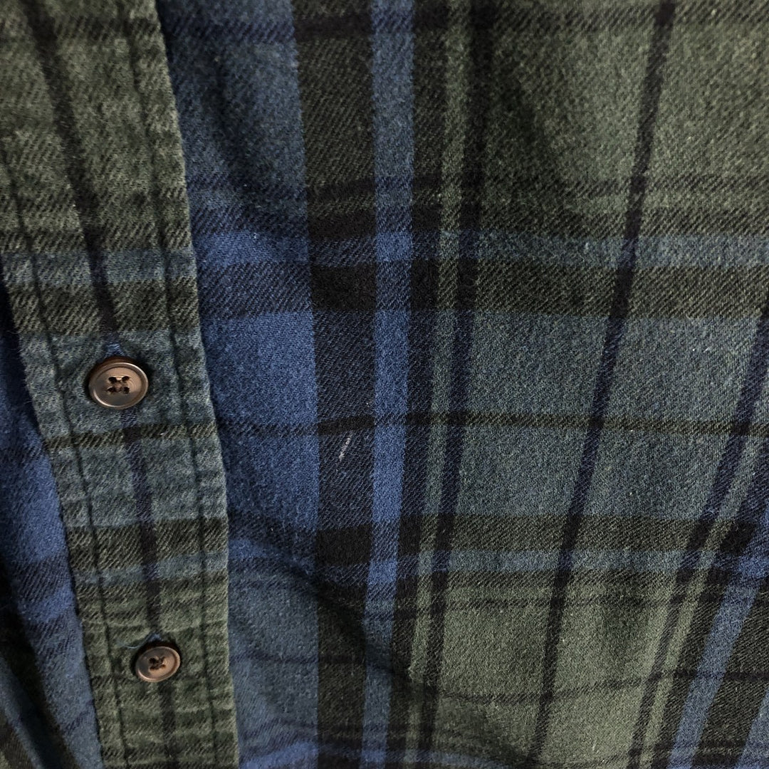 St. John's Bay Men's XL Long Sleeve Button-Down Light Flannel Check Shirt cotton navy blue type Vintage Second Hand