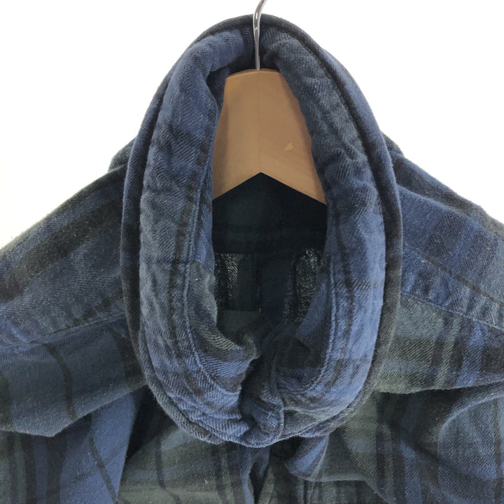 St. John's Bay Men's XL Long Sleeve Button-Down Light Flannel Check Shirt cotton navy blue type Vintage Second Hand