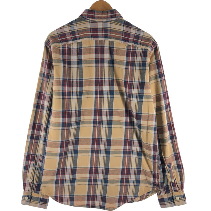 Eddie Bauer Classic Fit Long Sleeve Flannel Check Shirt, Men's Size L cotton Beige type Vintage Second Hand