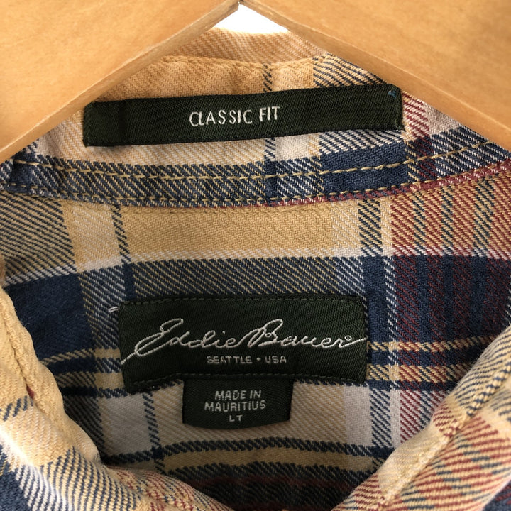 Eddie Bauer Classic Fit Long Sleeve Flannel Check Shirt, Men's Size L cotton Beige type Vintage Second Hand