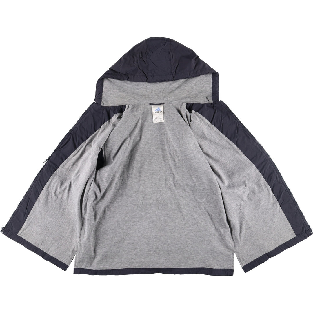90'S Adidas nylon hoodie, men's XL size, vintage Nylon gray type Vintage Second Hand