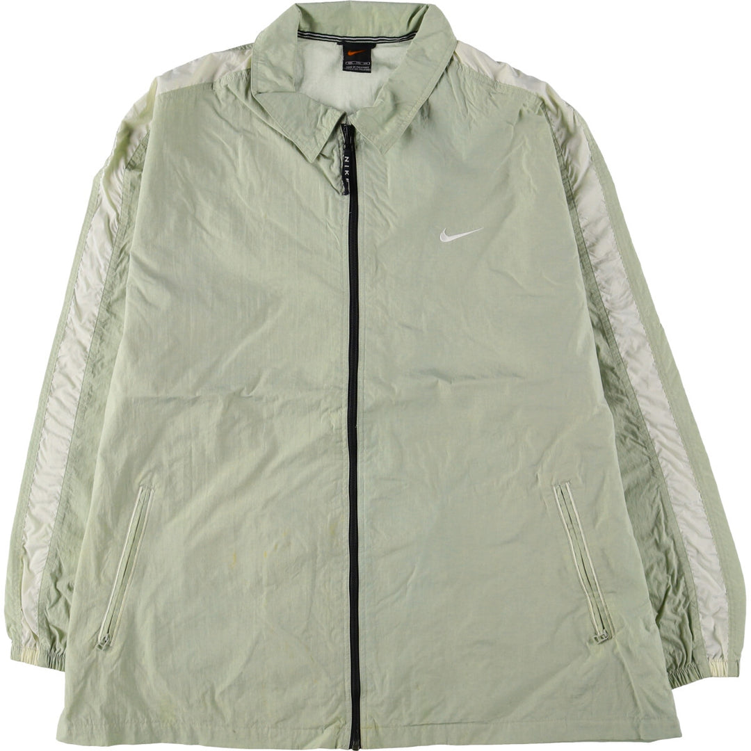 90'S Nike Collared Nylon Jacket Men's XXL Vintage Nylon Khaki type Vintage Second Hand