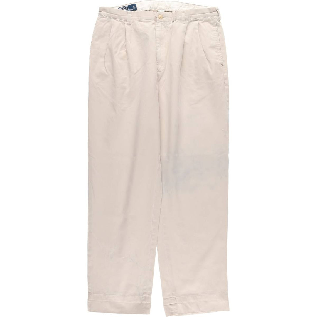 Ralph Lauren POLO by Ralph Lauren HAMMOND PANT, two-pleat chino pants, men's w35 equivalent cotton pale white type Vintage Second Hand