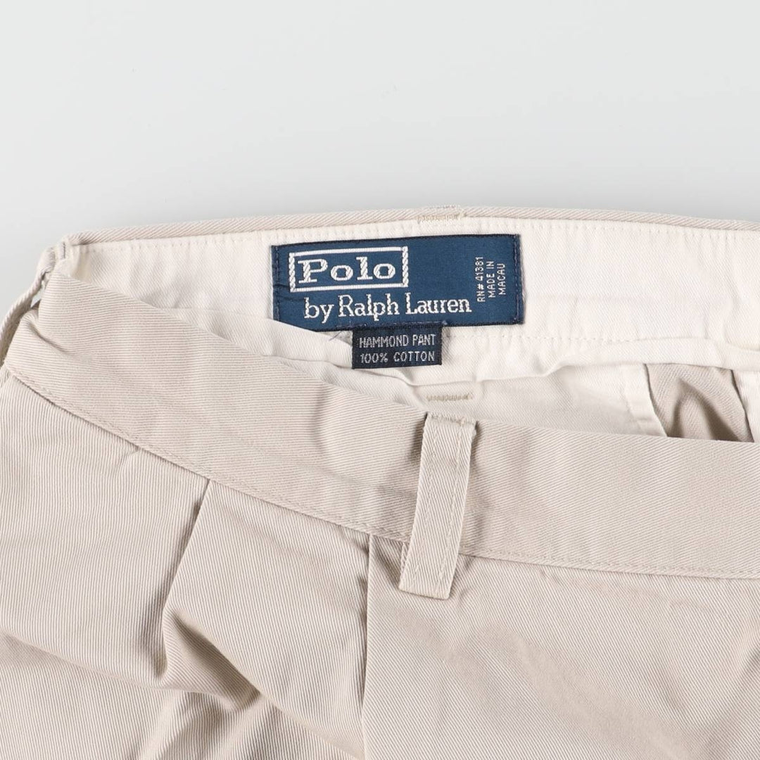 Ralph Lauren POLO by Ralph Lauren HAMMOND PANT, two-pleat chino pants, men's w35 equivalent cotton pale white type Vintage Second Hand
