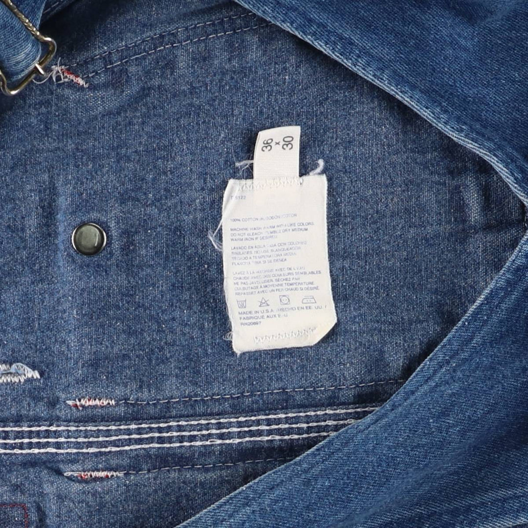 90'S Dickies denim overalls, made in the USA, men's size W36, vintage cotton blue type Vintage Second Hand