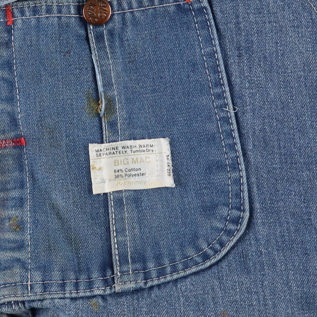 Big size 70'S JCPenney BIG MAC Spuare Bak denim overalls for men, size w44 cotton blue type Vintage Second Hand