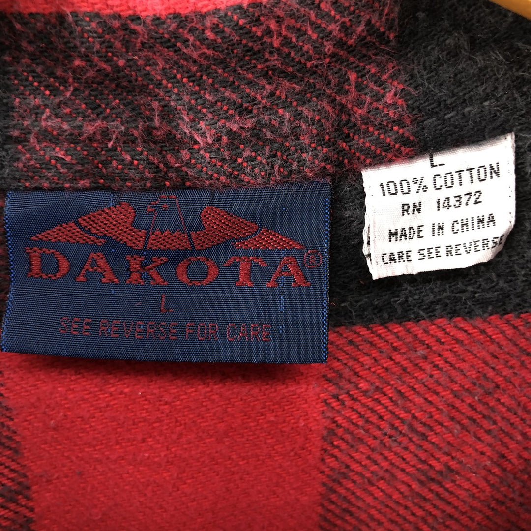 ~90'S Dakota Buffalo Check Long Sleeve Heavy Flannel Check Shirt Men's L Size Vintage /eaa523024