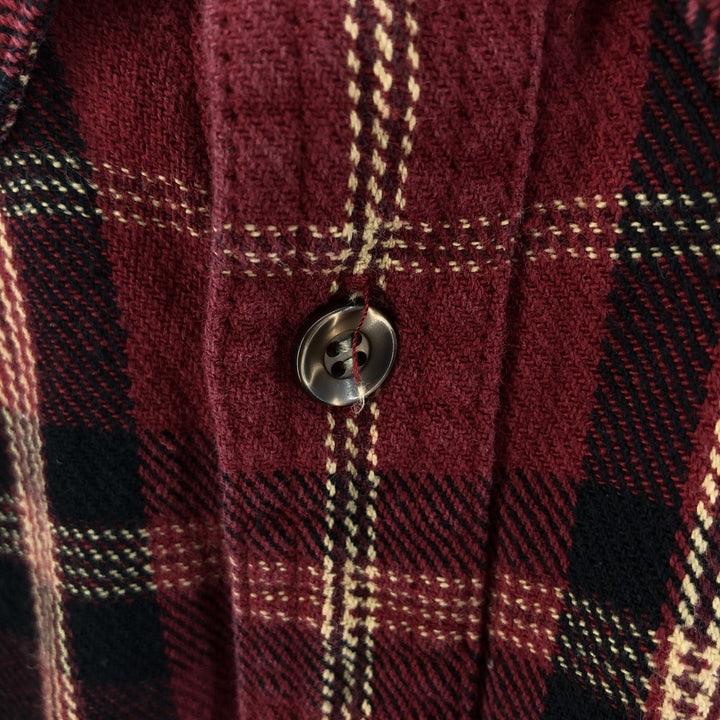 Arrow Long Sleeve Button-Down Heavy Flannel Check Shirt, Men's Size XL cotton burgundy type Vintage Second Hand