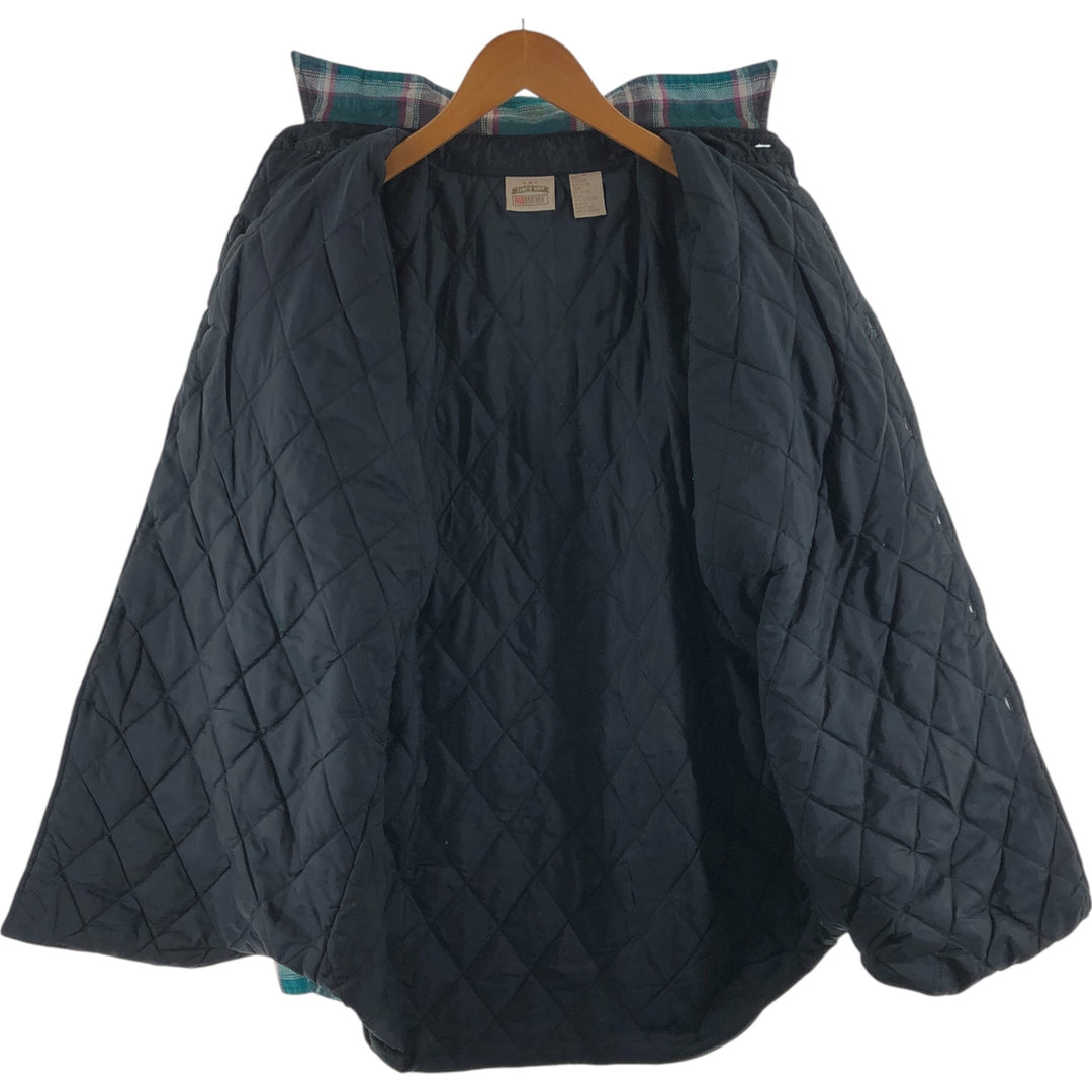 90'S Five Brother Ramie x Cotton Padded Long Sleeve Heavy Flannel Check Shirt Men's Medium Vintage Lamy Emerald green Vintage Second Hand