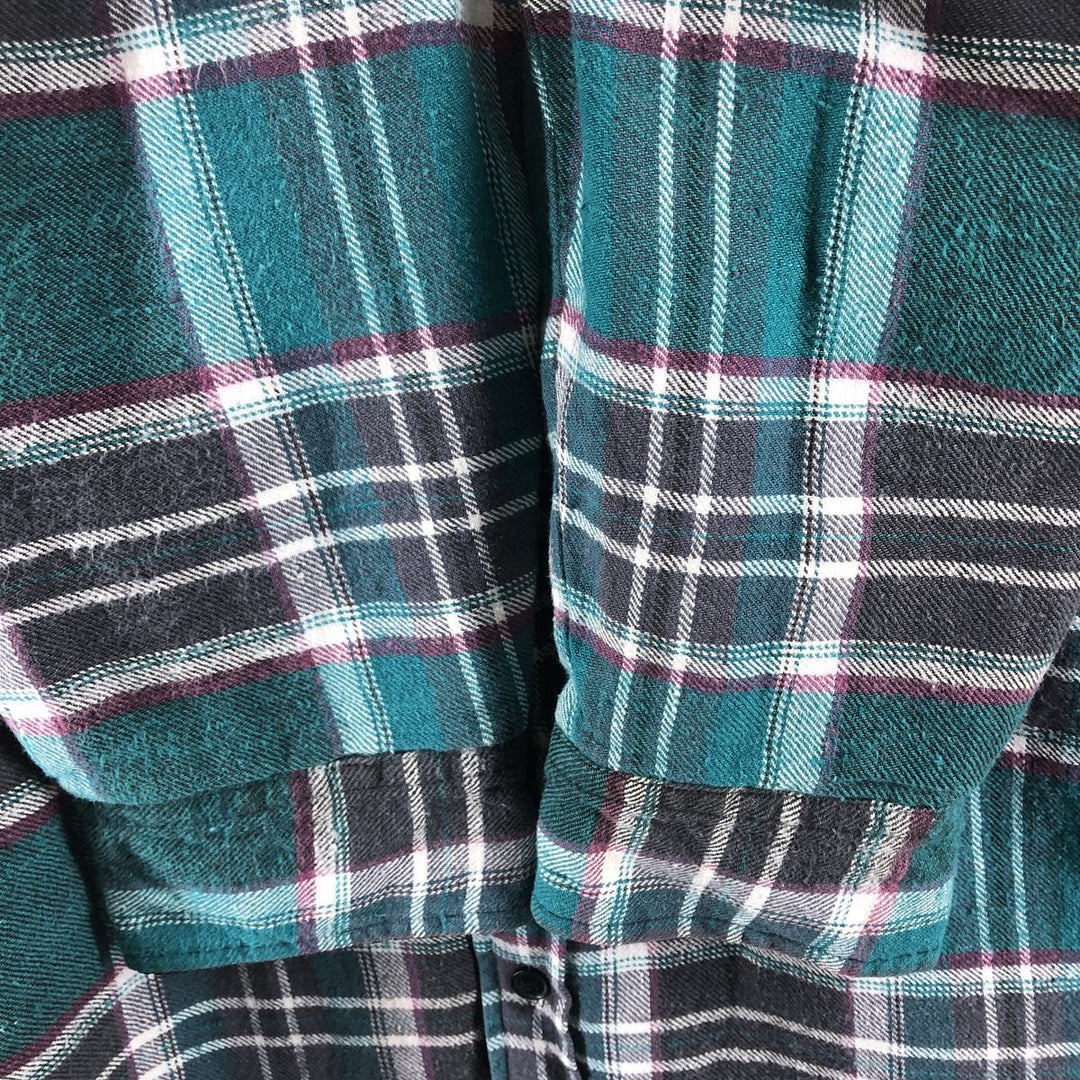 90'S Five Brother Ramie x Cotton Padded Long Sleeve Heavy Flannel Check Shirt Men's Medium Vintage Lamy Emerald green Vintage Second Hand