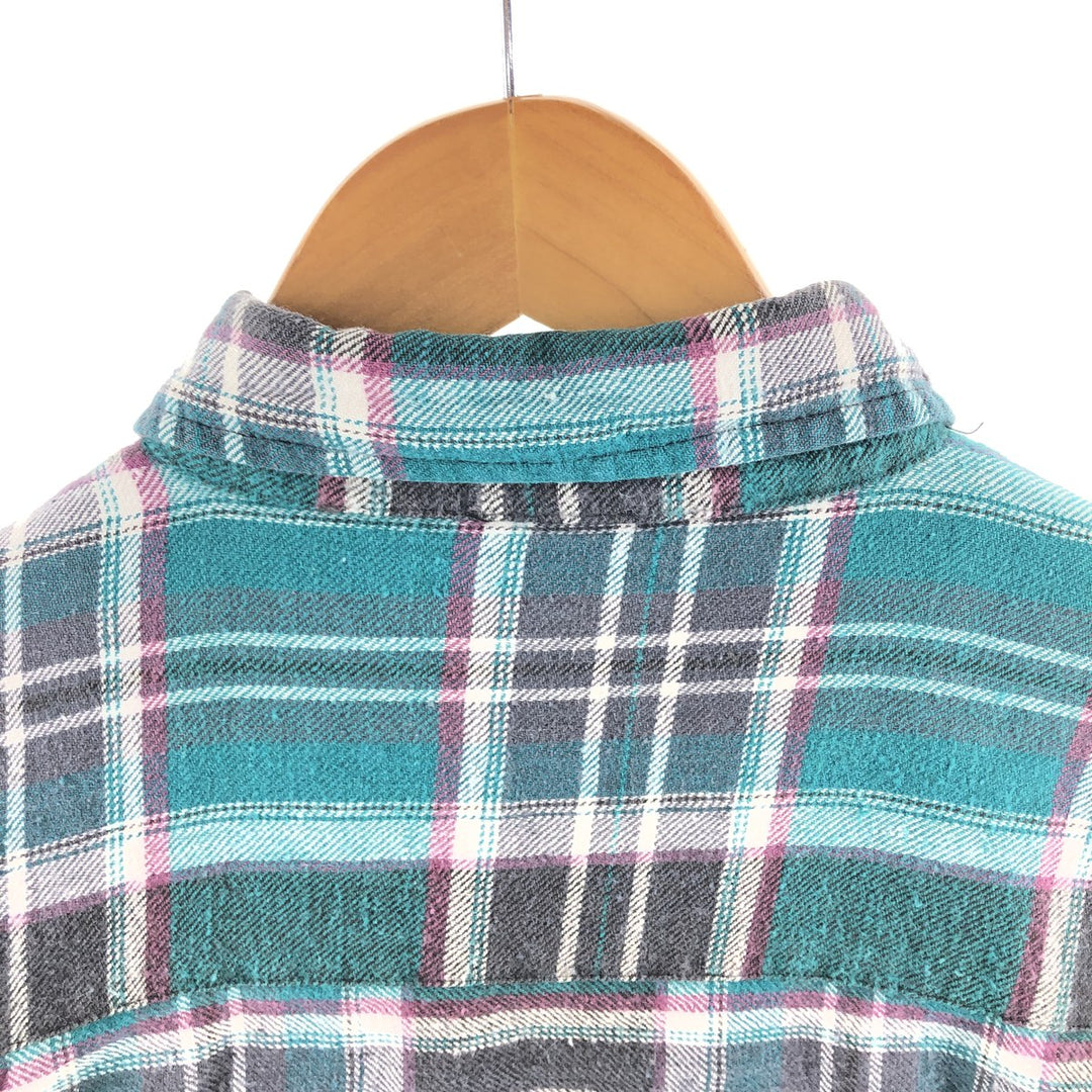90'S Five Brother Ramie x Cotton Padded Long Sleeve Heavy Flannel Check Shirt Men's Medium Vintage Lamy Emerald green Vintage Second Hand