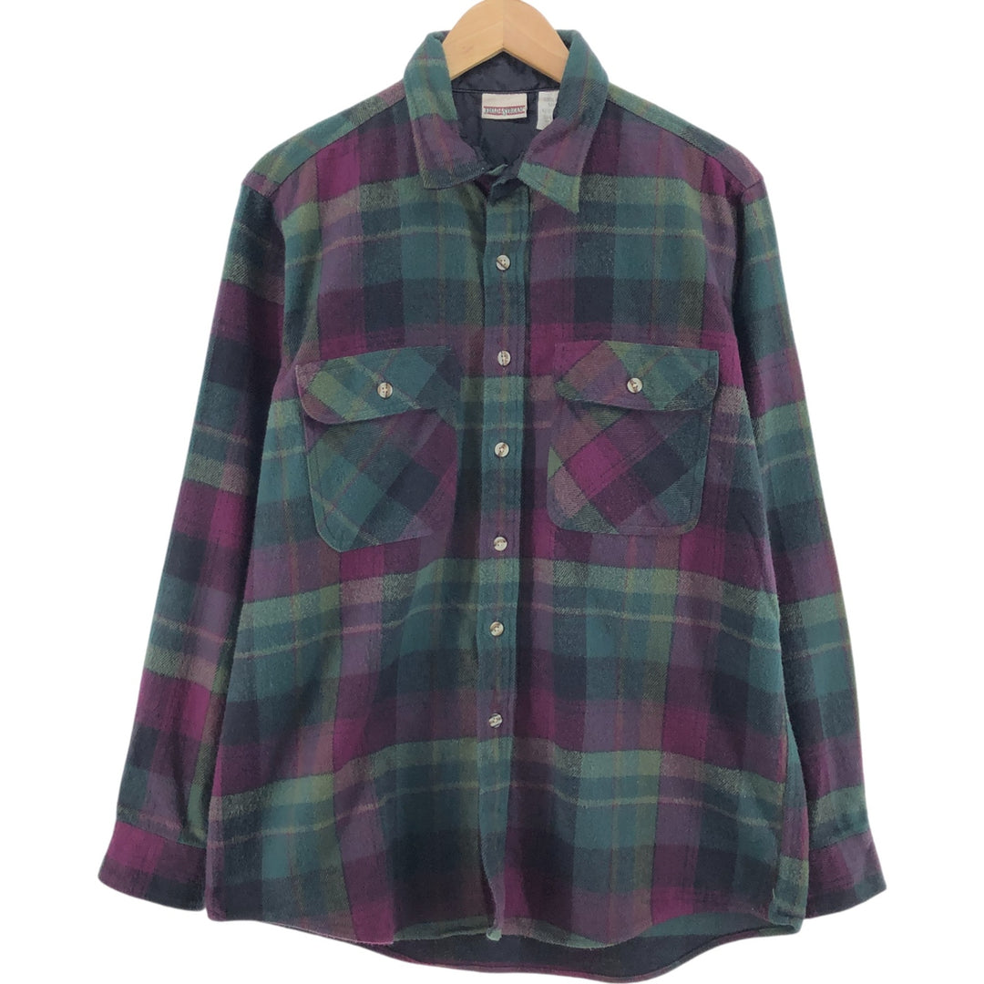 90s-00'S FIELD and STREAM Long Sleeve Heavy Flannel Check Shirt, Men's Size L cotton purple type Vintage Second Hand