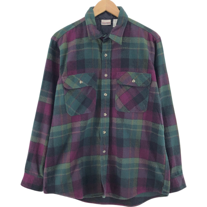 90s-00'S FIELD and STREAM Long Sleeve Heavy Flannel Check Shirt, Men's Size L cotton purple type Vintage Second Hand