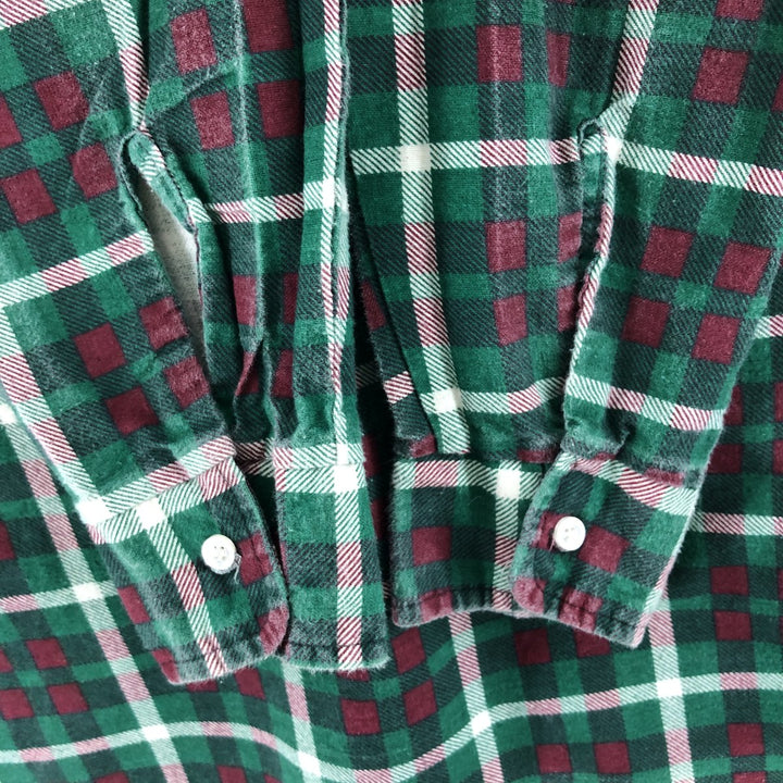 Vintage 1980'S Ozark Trail Lightflannel Check Shirt, Made in USA, Men's Size Medium cotton green type Vintage Second Hand