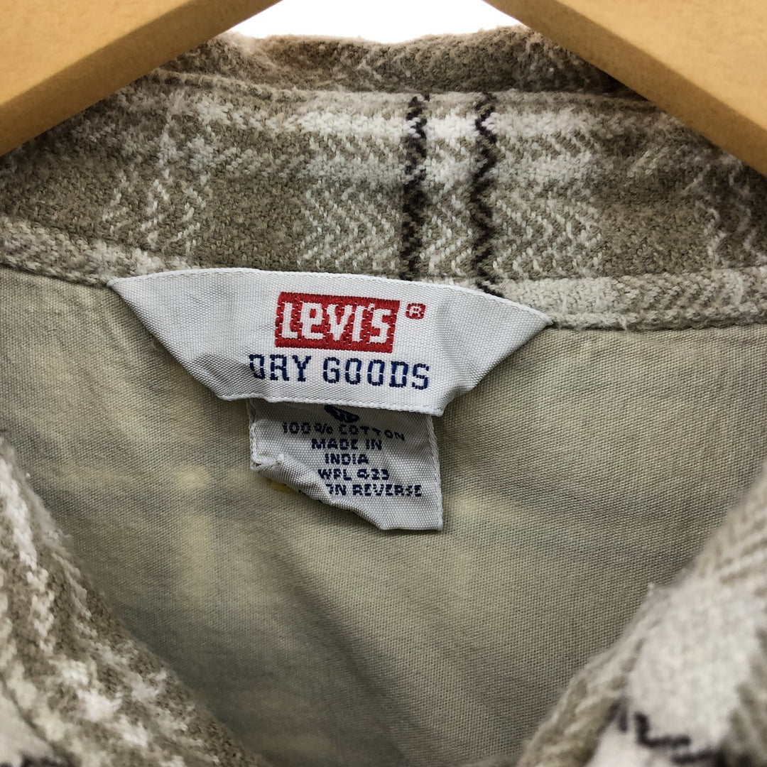90'S Vintage Levi's Long Sleeve Heavy Flannel Check Shirt, Men's Size L cotton Beige type Vintage Second Hand