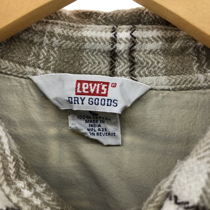 90'S Vintage Levi's Long Sleeve Heavy Flannel Check Shirt, Men's Size L cotton Beige type Vintage Second Hand
