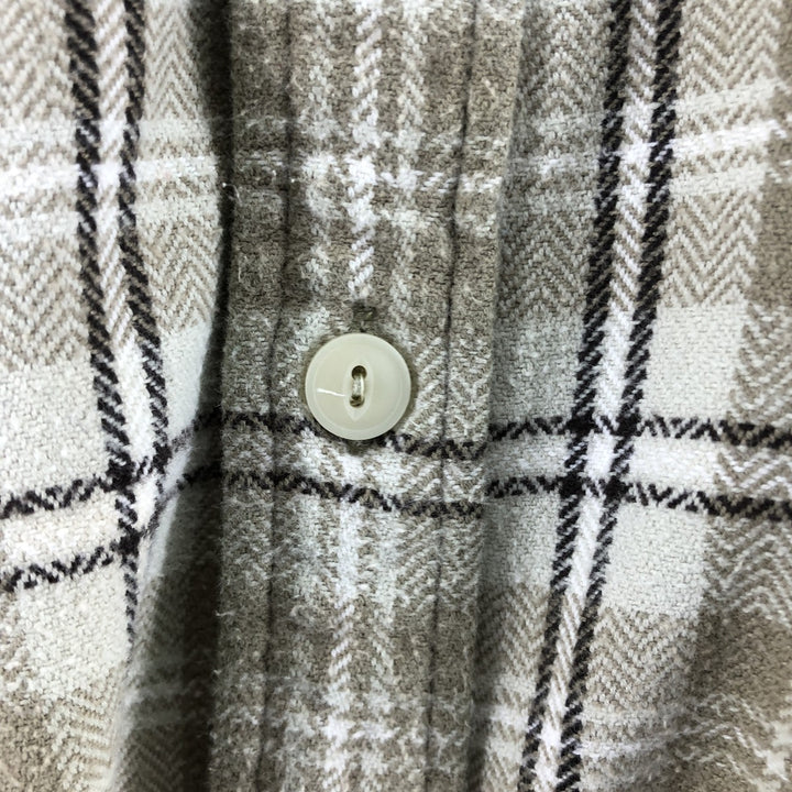 90'S Vintage Levi's Long Sleeve Heavy Flannel Check Shirt, Men's Size L cotton Beige type Vintage Second Hand
